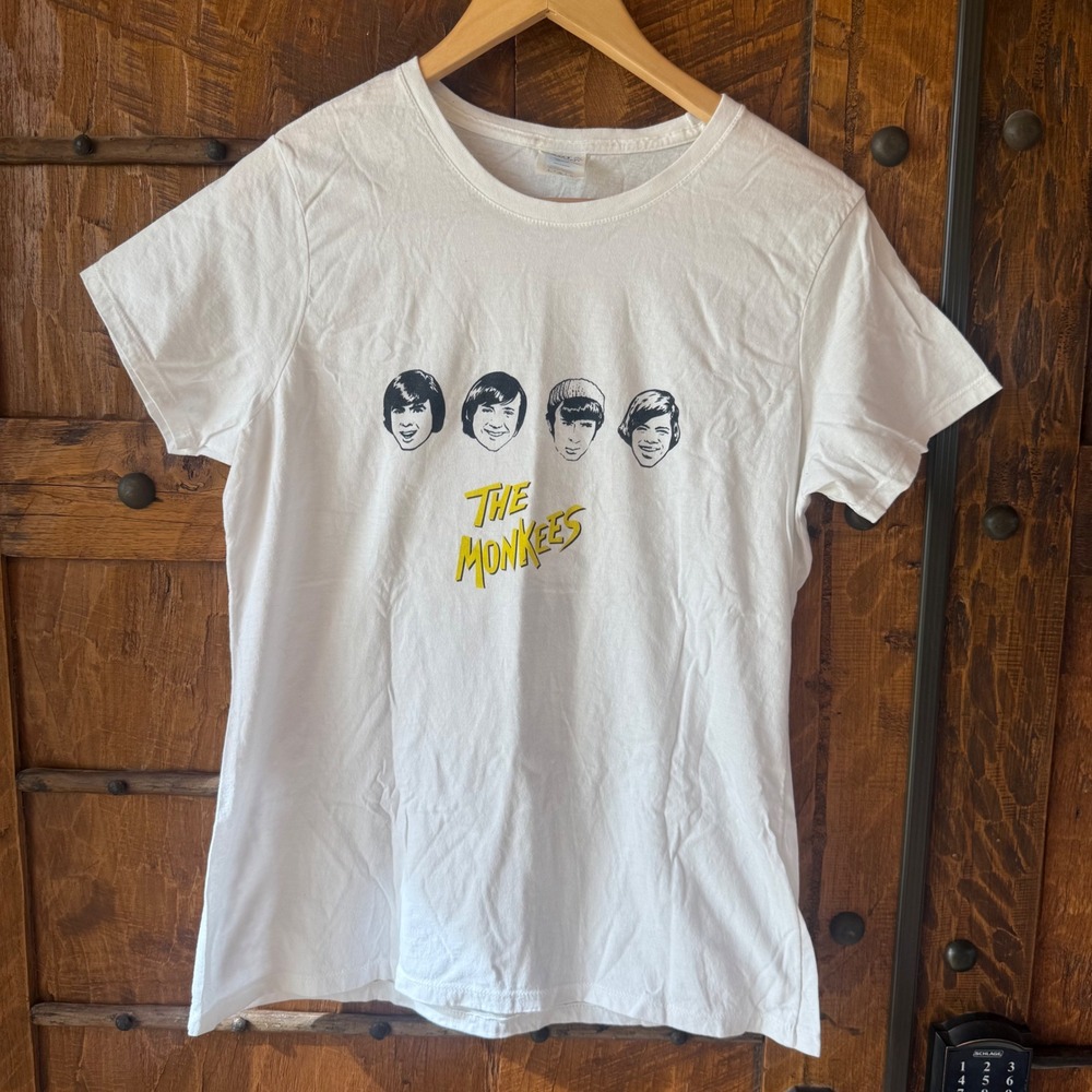Port & Company The Monkees Graphic Tee Ladies Large White Band Shirt Retro Rock